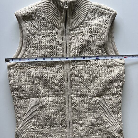Athleta Womens Size XSmall Knit Sweater Vest With Zip Pockets Lined Hi Oatmeal - Picture 7 of 9